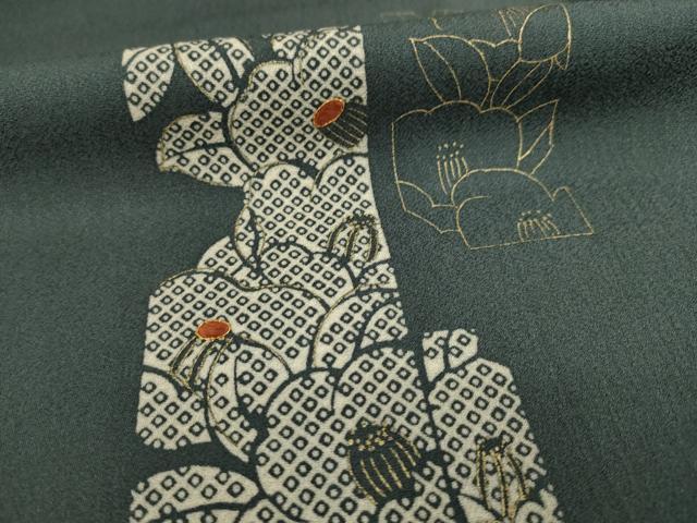 平和屋着物●訪問着 刺繍 短冊花文 椿 金彩 東武百貨店扱い 正絹 逸品 AAAZ4772ck
