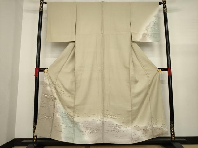 平和屋着物●訪問着 雪芝文 地紋起こし 暈し染め 金彩 正絹 逸品 AAAZ4777ck
