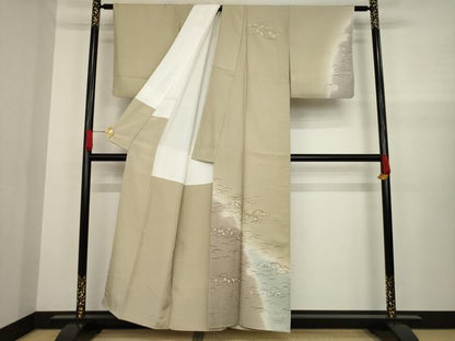 平和屋着物●訪問着 雪芝文 地紋起こし 暈し染め 金彩 正絹 逸品 AAAZ4777ck