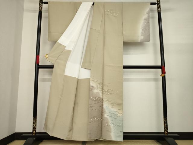 平和屋着物●訪問着 雪芝文 地紋起こし 暈し染め 金彩 正絹 逸品 AAAZ4777ck