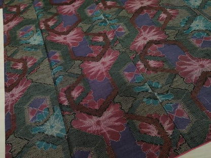 平和屋着物●上質な紬 亀甲花文 正絹 逸品 AAAZ4792ck