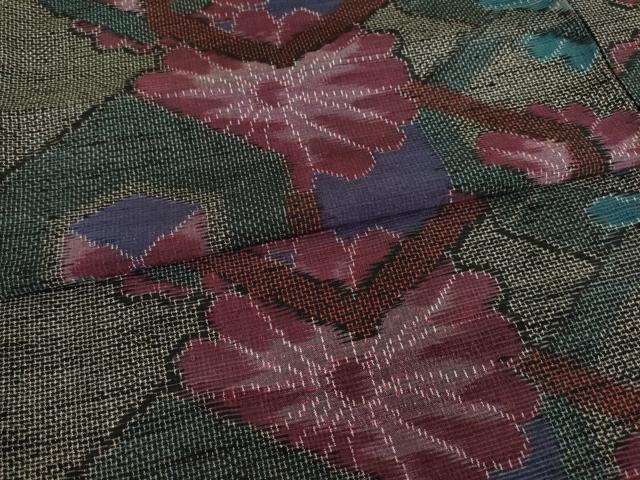 平和屋着物●上質な紬 亀甲花文 正絹 逸品 AAAZ4792ck