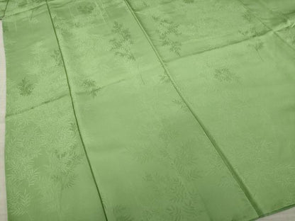 平和屋着物●上質な色無地　葉尽くし地紋　柳茶色　正絹　逸品　AAAZ4793ck