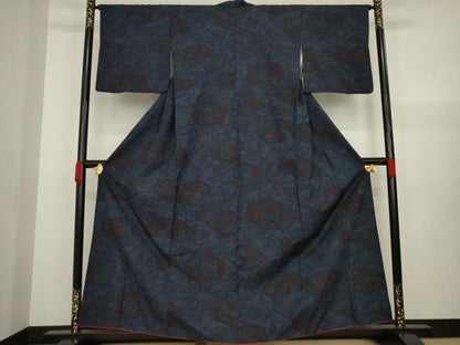 平和屋着物●結城紬 草花文 正絹 逸品 AAAZ4798ck