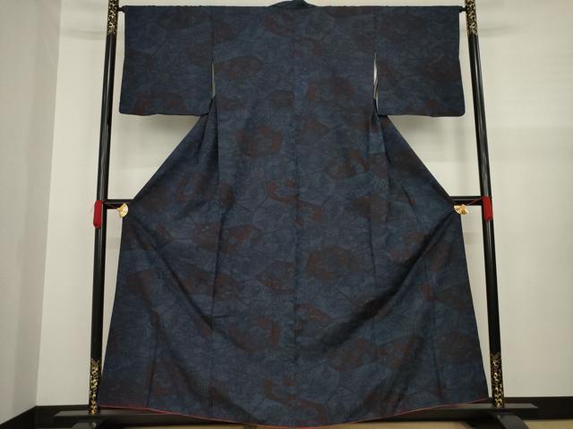 平和屋着物●結城紬 草花文 正絹 逸品 AAAZ4798ck