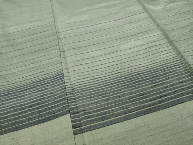 平和屋着物●紅花紬 米沢 訪問着 横段文 背抜き仕立て 正絹 逸品 AAAZ4815ck