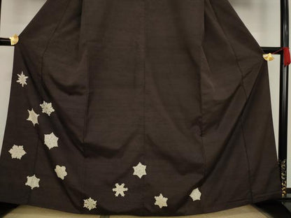平和屋着物●訪問着　紬地　刺繍　雪華　木版染め　金糸　ゑり善扱い　正絹　逸品　AAAZ4819ck