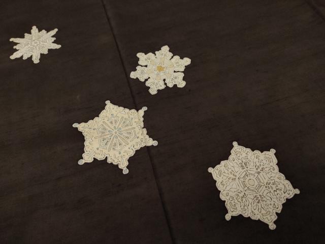 平和屋着物●訪問着　紬地　刺繍　雪華　木版染め　金糸　ゑり善扱い　正絹　逸品　AAAZ4819ck