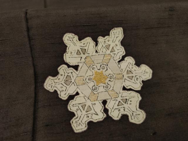 平和屋着物●訪問着　紬地　刺繍　雪華　木版染め　金糸　ゑり善扱い　正絹　逸品　AAAZ4819ck