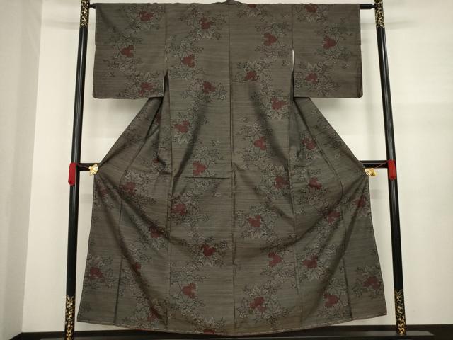 平和屋着物●本場大島紬 草花文 正絹 逸品 未使用 AAAZ4832ck
