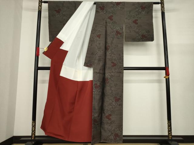 平和屋着物●本場大島紬 草花文 正絹 逸品 未使用 AAAZ4832ck