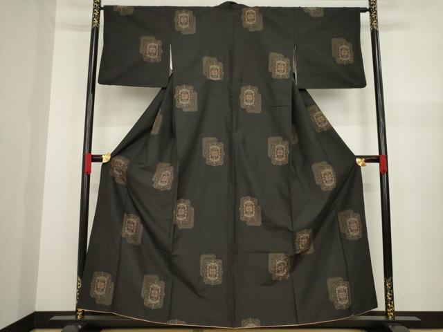 平和屋着物●上質な紬　色紙重ね文　正絹　逸品　AAAZ4834ck