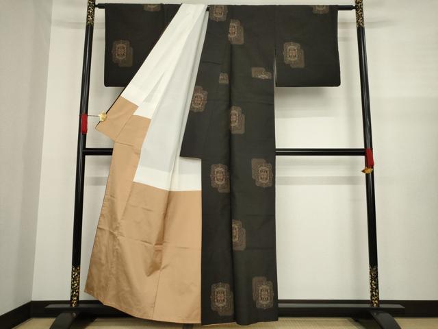 平和屋着物●上質な紬　色紙重ね文　正絹　逸品　AAAZ4834ck