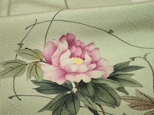 平和屋着物●二代目清次郎 手描き 色無地 柳鼠色 正絹 逸品 AAAZ4842ck