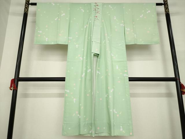 平和屋着物●長襦袢 無双仕立て 瓢箪花文 半衿刺繍 正絹 逸品 未使用 AAAZ4847ck