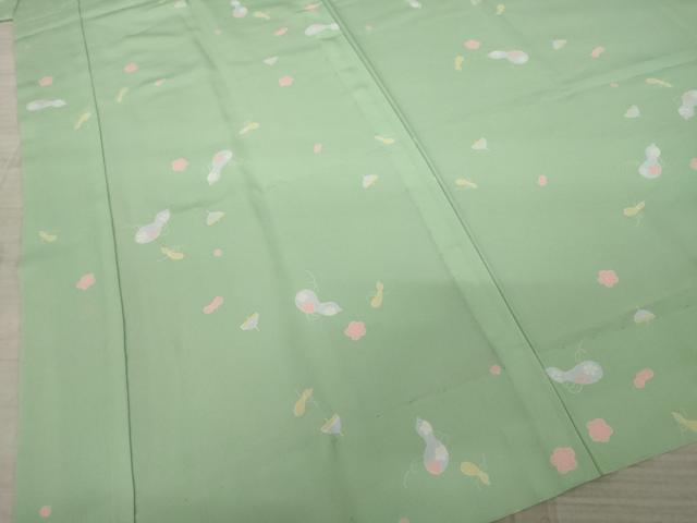 平和屋着物●長襦袢 無双仕立て 瓢箪花文 半衿刺繍 正絹 逸品 未使用 AAAZ4847ck