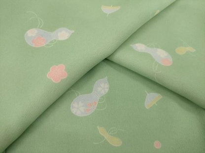 平和屋着物●長襦袢 無双仕立て 瓢箪花文 半衿刺繍 正絹 逸品 未使用 AAAZ4847ck