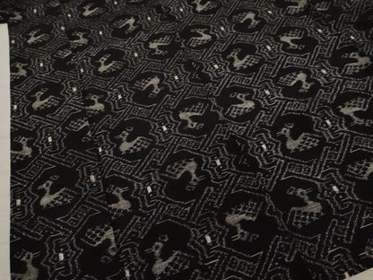 平和屋着物●久留米絣　単衣　有栖川文様　黒地　綿　逸品　AAAZ4853ck