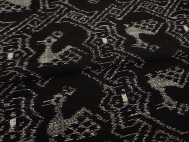 平和屋着物●久留米絣　単衣　有栖川文様　黒地　綿　逸品　AAAZ4853ck