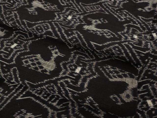 平和屋着物●久留米絣　単衣　有栖川文様　黒地　綿　逸品　AAAZ4853ck