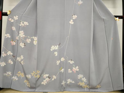 平和屋着物●本加賀友禅作家　茶谷孝志　訪問着　枝花文　正絹　逸品　AAAZ4869ck