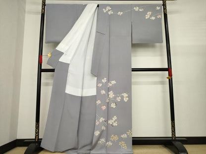 平和屋着物●本加賀友禅作家　茶谷孝志　訪問着　枝花文　正絹　逸品　AAAZ4869ck