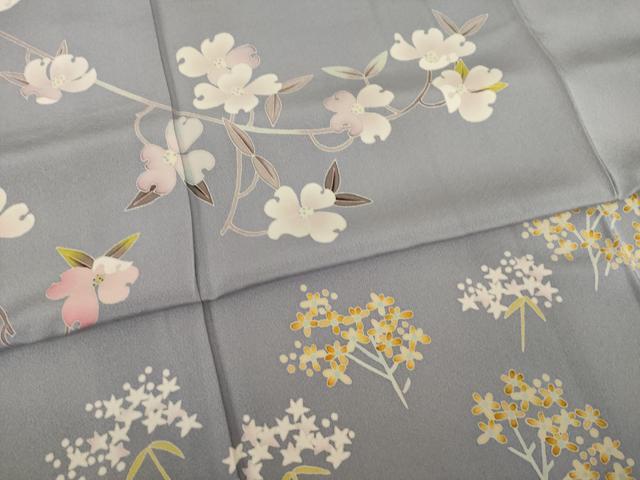 平和屋着物●本加賀友禅作家　茶谷孝志　訪問着　枝花文　正絹　逸品　AAAZ4869ck