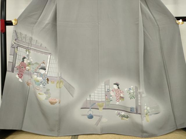 平和屋着物●豪華色留袖　友禅　童子　暈し染め　正絹　逸品　AAAZ4875ck
