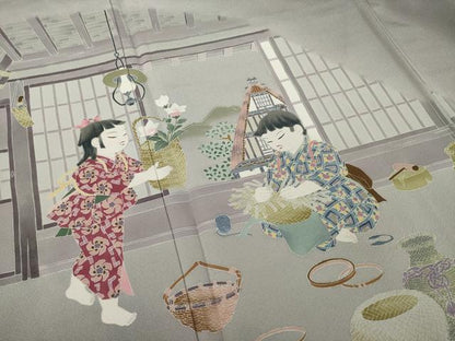 平和屋着物●豪華色留袖　友禅　童子　暈し染め　正絹　逸品　AAAZ4875ck