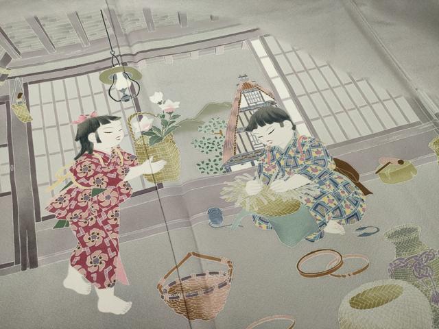 平和屋着物●豪華色留袖　友禅　童子　暈し染め　正絹　逸品　AAAZ4875ck