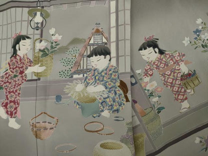 平和屋着物●豪華色留袖　友禅　童子　暈し染め　正絹　逸品　AAAZ4875ck
