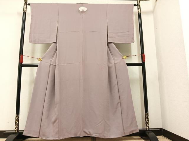平和屋着物●上質な色無地 丸地紋 薄柿色 正絹 逸品 AAAZ4893ph