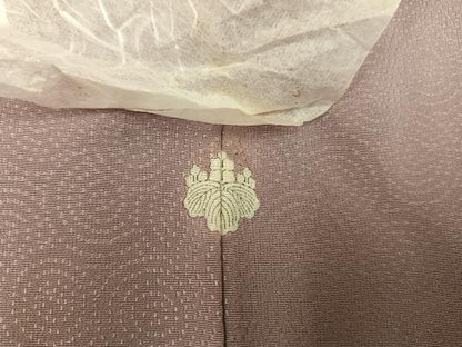 平和屋着物●上質な色無地 丸地紋 薄柿色 正絹 逸品 AAAZ4893ph