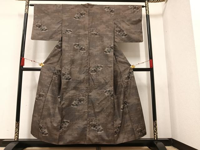 平和屋着物●本場大島紬 カタス9マルキ 地紙花文 正絹 逸品 AAAZ4900ph