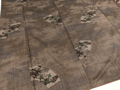 平和屋着物●本場大島紬 カタス9マルキ 地紙花文 正絹 逸品 AAAZ4900ph