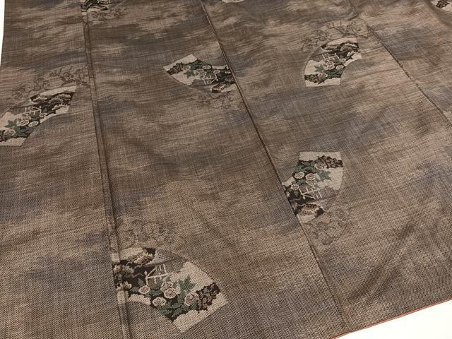 平和屋着物●本場大島紬 カタス9マルキ 地紙花文 正絹 逸品 AAAZ4900ph