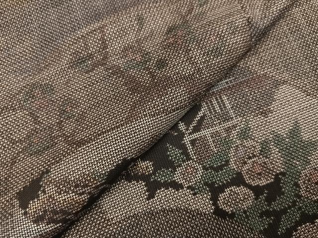 平和屋着物●本場大島紬 カタス9マルキ 地紙花文 正絹 逸品 AAAZ4900ph