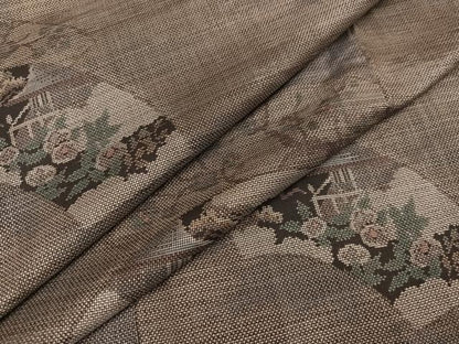 平和屋着物●本場大島紬 カタス9マルキ 地紙花文 正絹 逸品 AAAZ4900ph