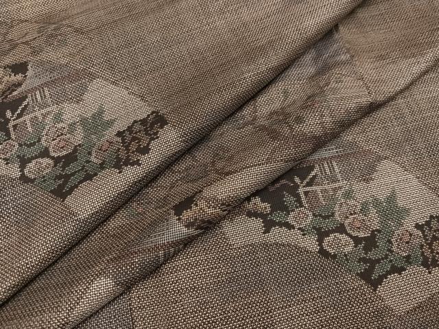 平和屋着物●本場大島紬 カタス9マルキ 地紙花文 正絹 逸品 AAAZ4900ph