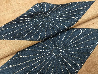 平和屋着物●色留訪問着 紬地 刺繍 刺し子 花菱文 正絹 逸品 AAAZ4904ph