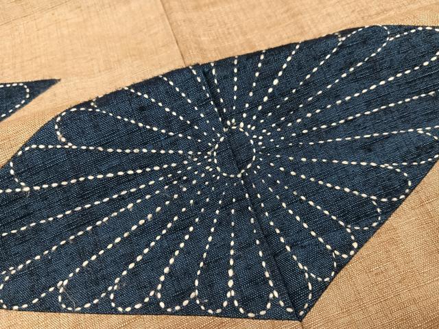 平和屋着物●色留訪問着 紬地 刺繍 刺し子 花菱文 正絹 逸品 AAAZ4904ph