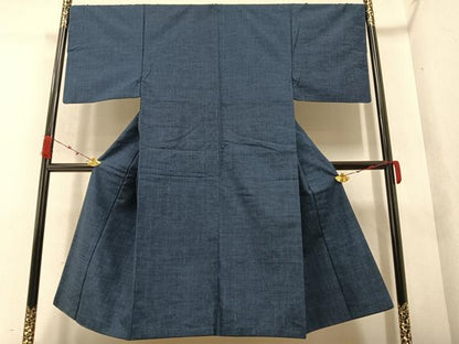 平和屋着物●男性 紬 アンサンブル 藍鉄色 正絹 逸品 AAAZ4914ph