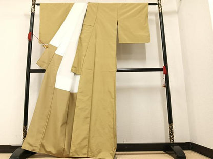 平和屋着物●上質な紬 色無地 木蘭色 正絹 逸品 AAAZ4926ph
