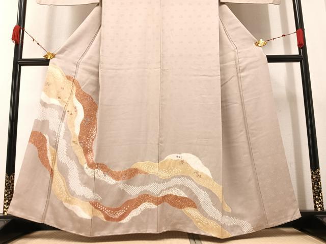 平和屋着物●訪問着 絞り 刺繍 草花文 金彩 正絹 逸品 AAAZ4929ph