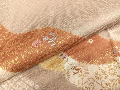 平和屋着物●訪問着 絞り 刺繍 草花文 金彩 正絹 逸品 AAAZ4929ph