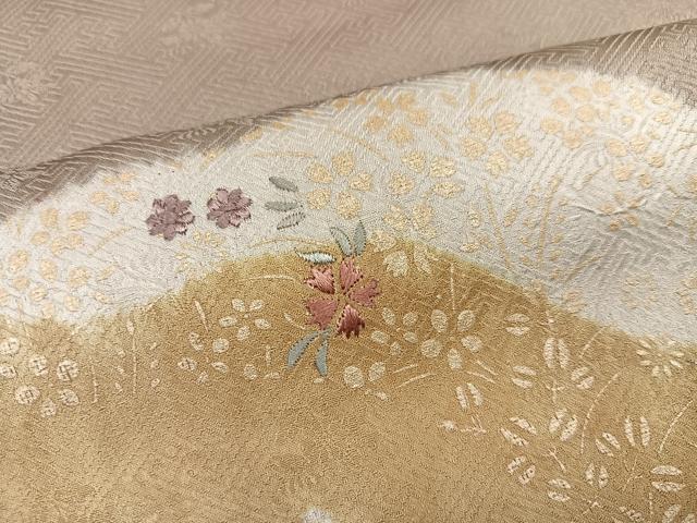 平和屋着物●訪問着 絞り 刺繍 草花文 金彩 正絹 逸品 AAAZ4929ph