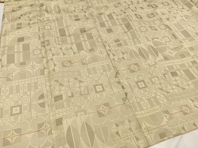 平和屋着物●上質な紬 幾何学文様 正絹 逸品 AAAZ4934ph