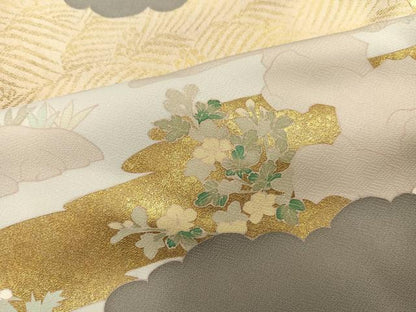平和屋着物●豪華色留袖　駒刺繍　松竹梅文　金彩　正絹　逸品　AAAZ4942ph