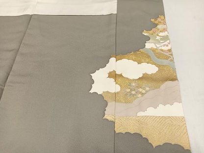 平和屋着物●豪華色留袖　駒刺繍　松竹梅文　金彩　正絹　逸品　AAAZ4942ph