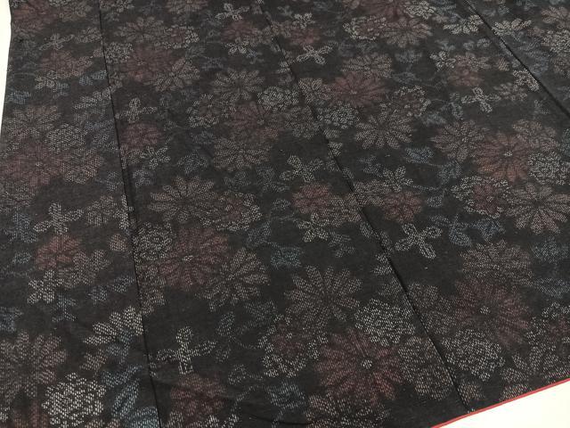 平和屋着物●結城紬 草花文 正絹 逸品 AAAZ4944ph